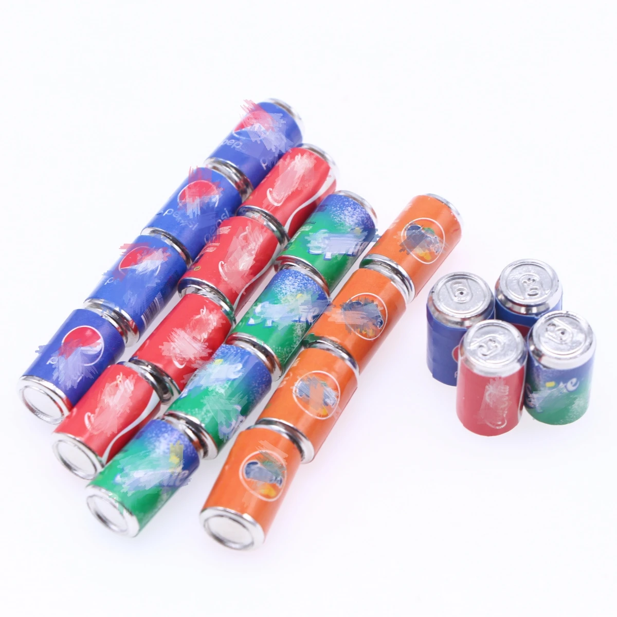 4Pcs Dollhouse Miniature Beverage Can Soda Can Soda Pop Cans Tins Mini Drink Bottle Dollhouse Decoration Shop Drinks Supply Acce