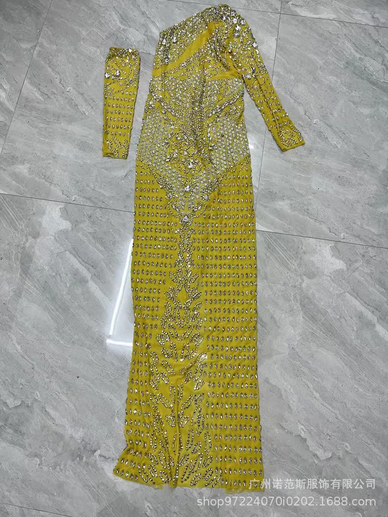 Mode One-shoulder Temperament Taille Jurk Matcha Groen Resort Wind Strand Rok Jaarvergadering Gastheer Jurk Ballkleid Luxuskleid