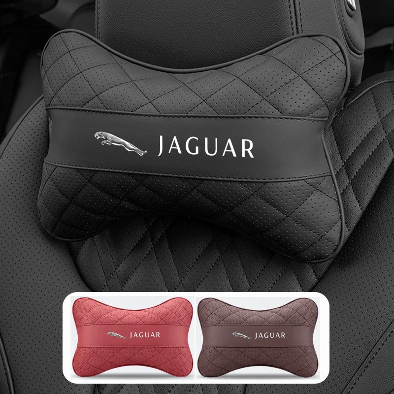 Almohada reposacabezas con logo de Jaguar para asiento de coche, para Jaguar XE XF XJ XKR XEL XFL S F XK XJL XJ6 XJS E-Pace I-Pace S-Type X-Type XFR X