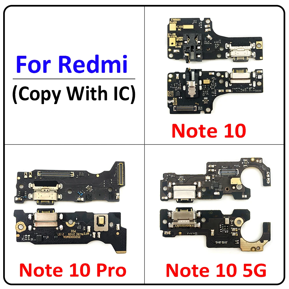 20PCS USB Charging Port Board Flex Cable Connector For Xiaomi Redmi Note 10 Pro / Note 10 5G Microphone Module Copy With Full IC