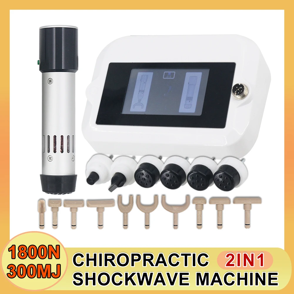 Shockwave Therapy Machine 300MJ Deep Muscle Massage Sports Injury Pain Relief Electric Chiropractic Corrector Spine Massage 2IN1