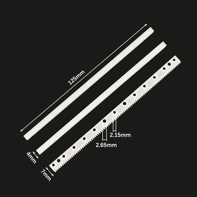 Produktbild von 10x Kunststoff Zahnstange – 125 Mm, 83 Zähne, Fischgrätprofil – Modul 0,5 – Für Spielzeug & Getriebe