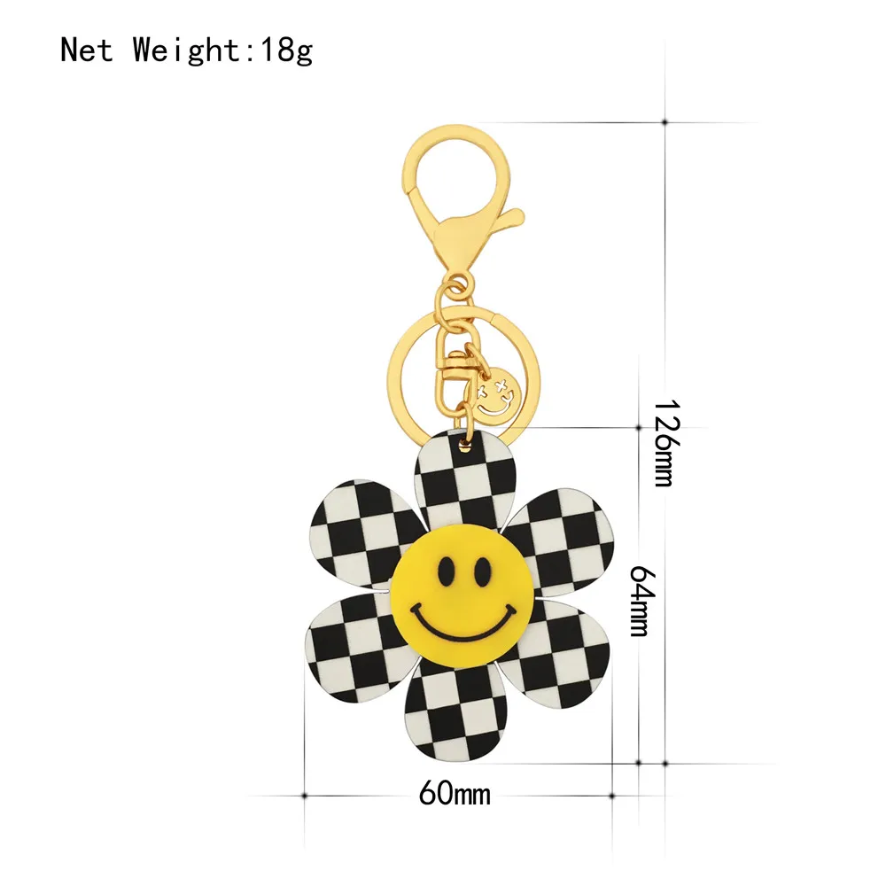 Keychain Cartoon Face Gold Color Fashion keychain for car keys Pendant For Women Man Jewelry Gifts