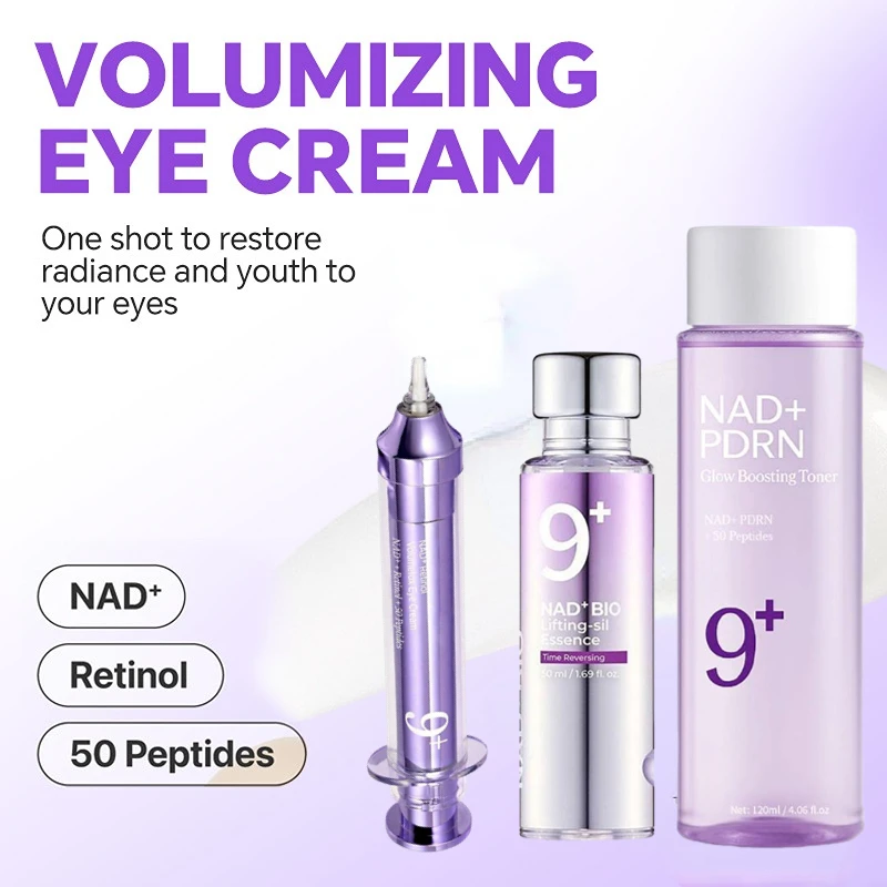 Coreano No. 9 NAD+ Peptídeos Cuidado de la piel - Esencia BIO Lifting-sil, Tónico que aumenta el brillo de péptidos PDRN, Crema para ojos Retinol Volmetox