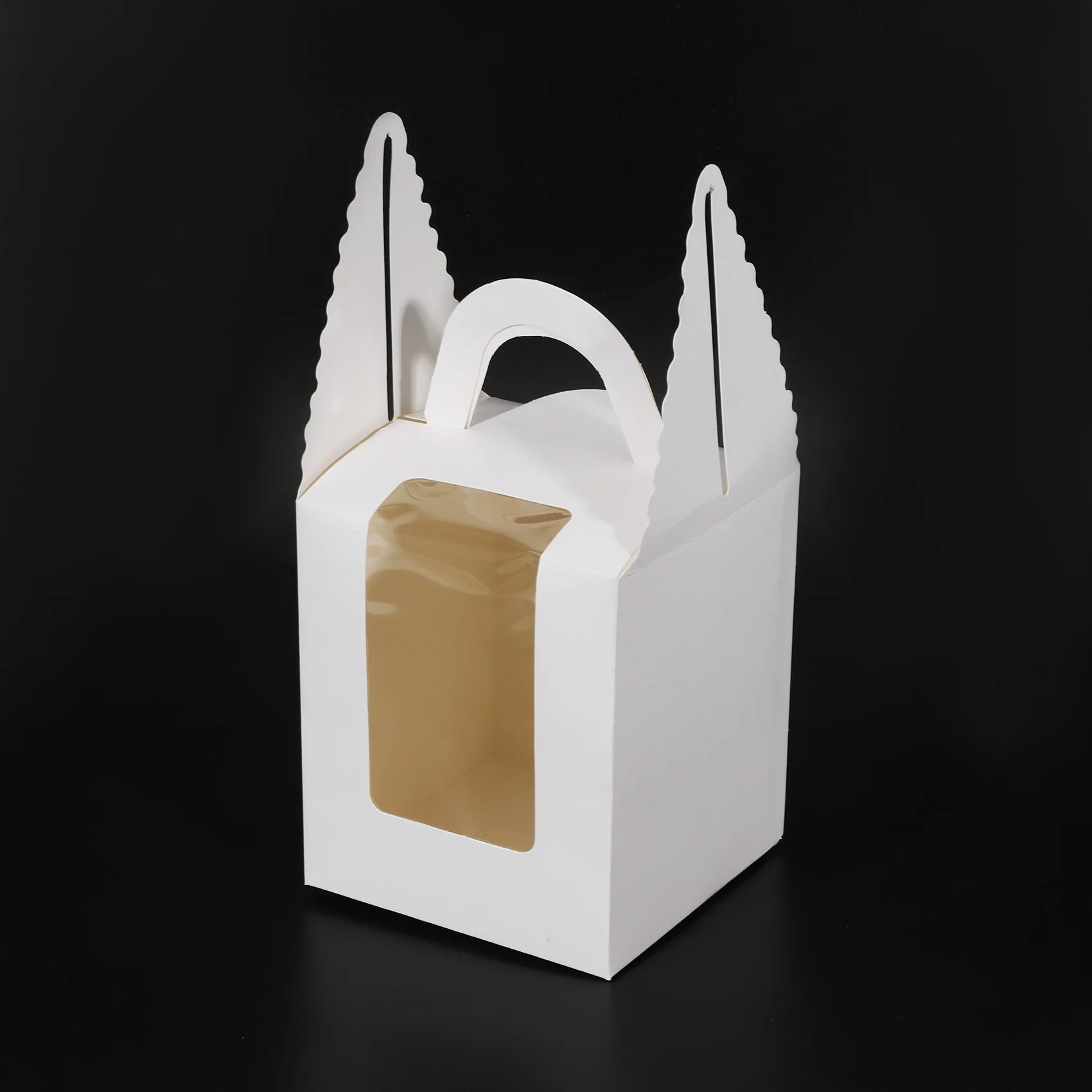 AB08-50 PCS Single Cupcake Boxes White Individual Cupcake Carrier Holders With Window Inserts For Bakery Wrapping Packaging