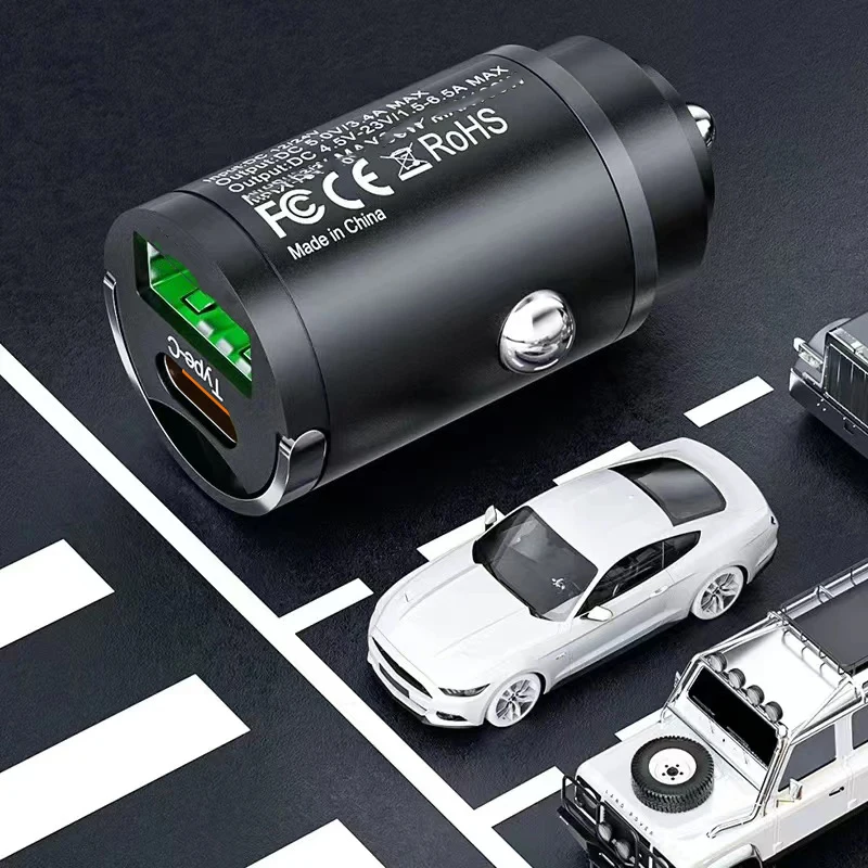 30 واط PD USB شاحن سيارة شحن سريع آيفون QC3.0 نوع صغير USB C المخفية سيارة شاحن الهاتف المحمول لشاومي سامسونج هواوي