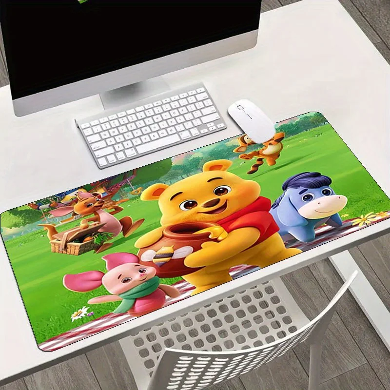 Winnie the Pooh Mouse Pad - Non-Slip Rubber Base, Vibrant Polyester Design with Winnie, Piglet, Tigger & Eeyore | Ideal for Offi