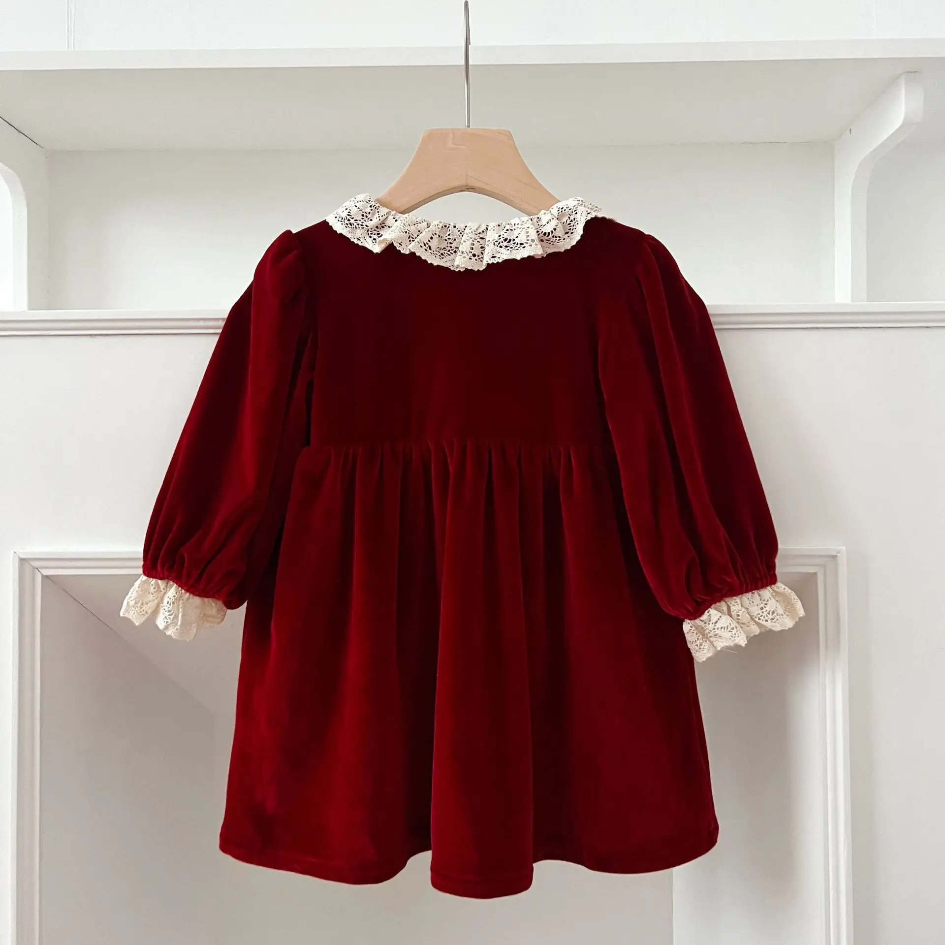 open lace back dress Retro Stage Vintage Red Striped Candy Cane Print Christmas Dress main image 1