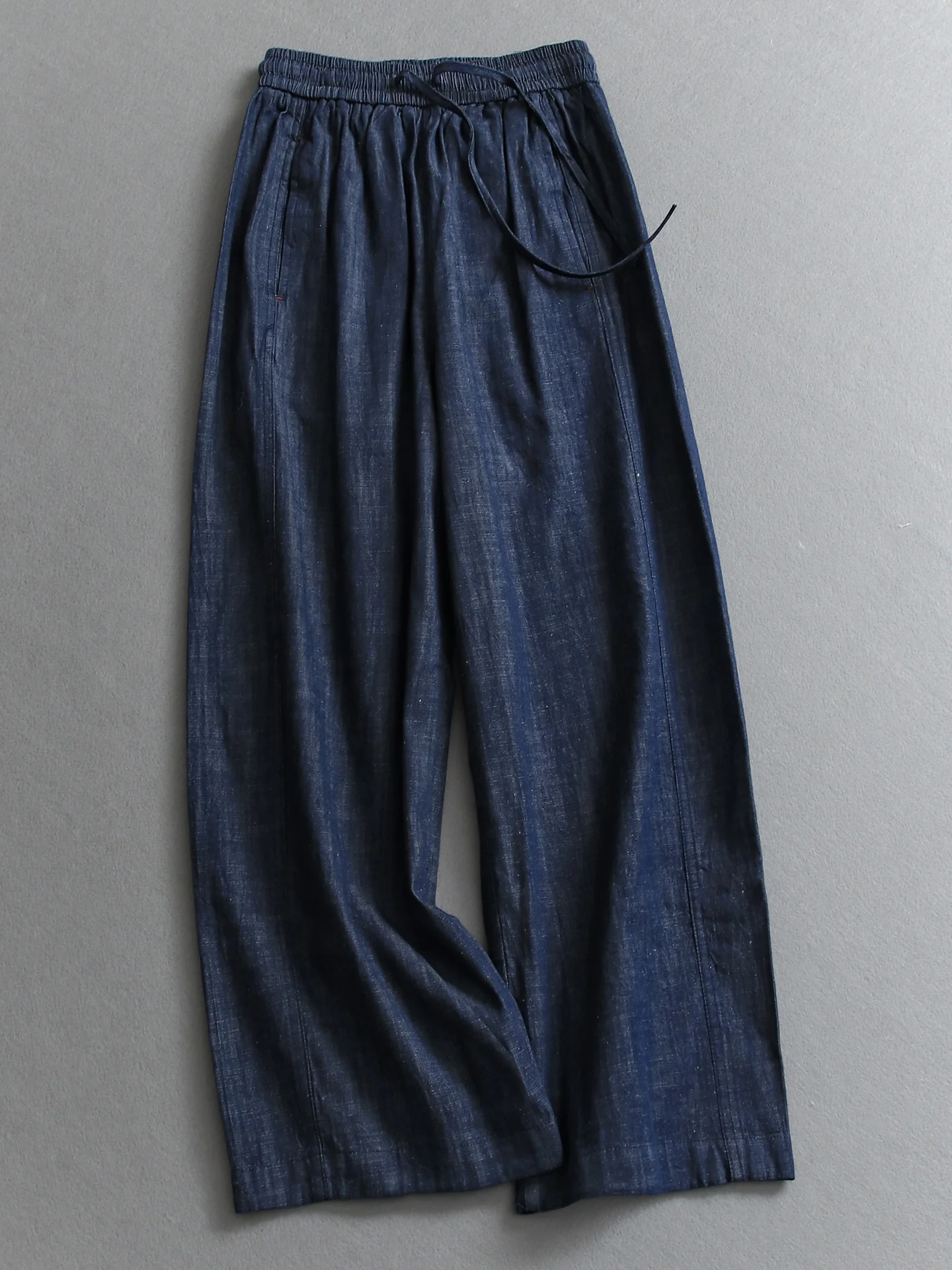 Deep Blue Loose Fit Wide Leg Jeans High Waist Straight Cut Conceal Belly Enhance Leg Length Women's Jeans Casual Trousers