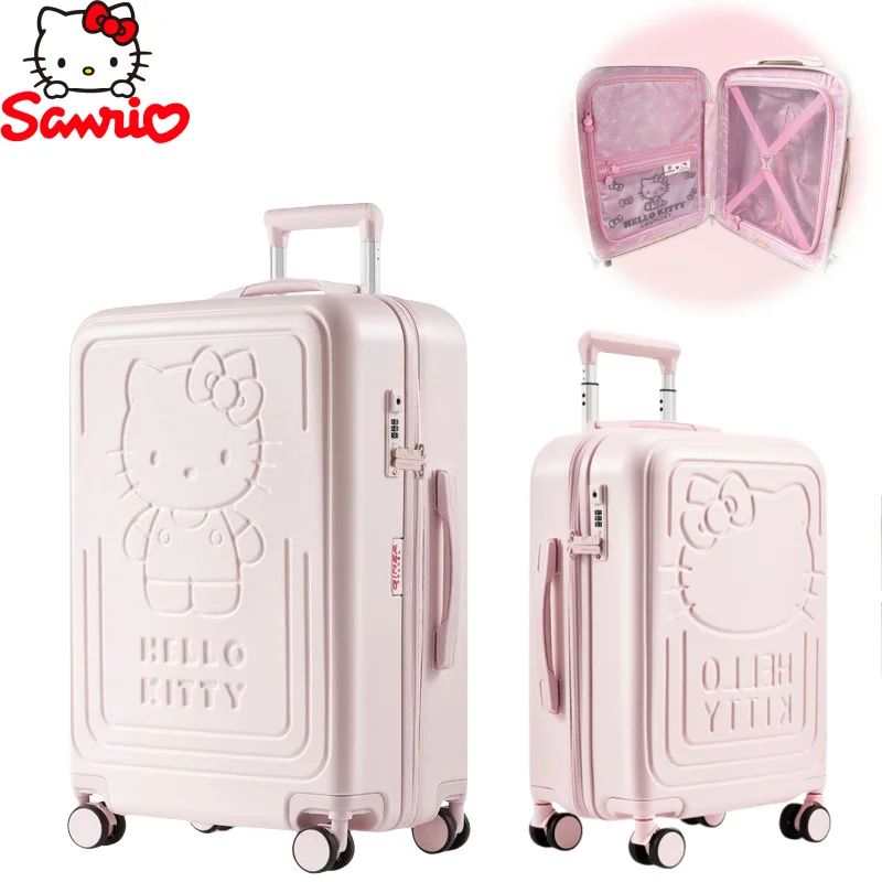 

New Sanrio Hello Kitty cute sweet anime peripherals large capacity suitcase creative personality cartoon pink trolley suitcase
