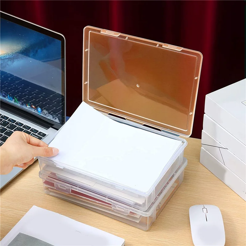AB45 12 Buah Kotak Penyimpanan Plastik 7In X 9In X 2In dengan Tutup Wadah Plastik Organizer Kerajinan Serbaguna Kotak Pensil Bening