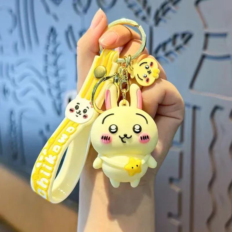 Chiikawa Keychain Cartoon Anime Figures Hachiware Usagi Key Ring Backpack Rucksack Pendant Cuddly Toy Ornaments Gifts Girls Kid