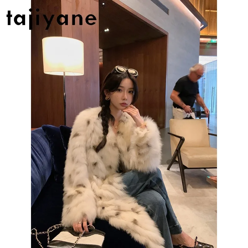 TAJIYANE Natural Fox Fur Coat Women Long Real Fur Jacket Luxury Winter Coat Women Leopard Furry Tops Jackets Thicken Haut Loose