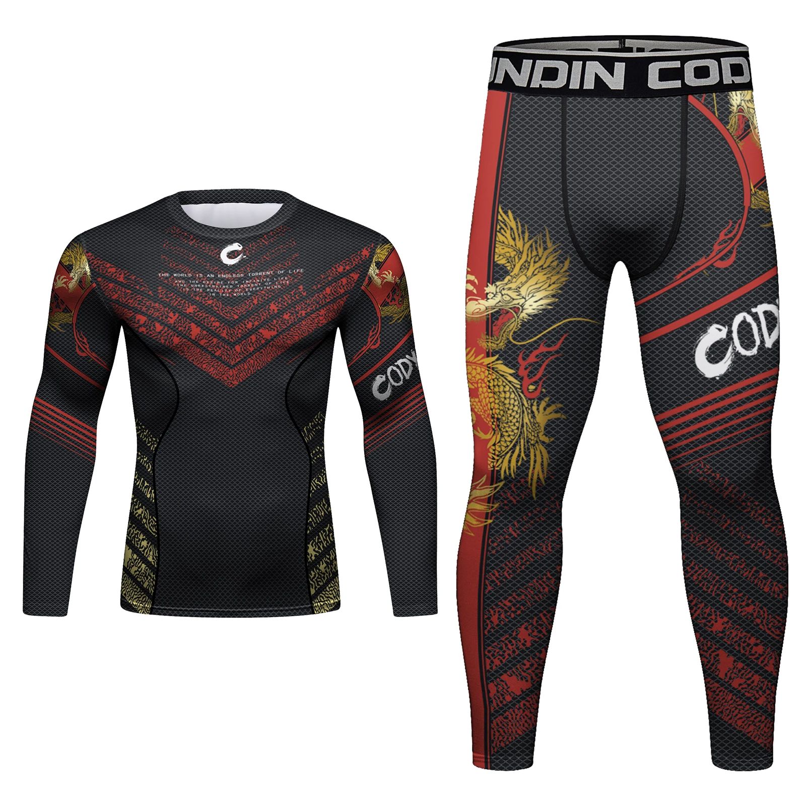 Cody Lundin Set Rashguard UV Protection Compression Pant and Blouse UPF 50+ Swimsuit With Leaf Print Fitness Suit Sportswear