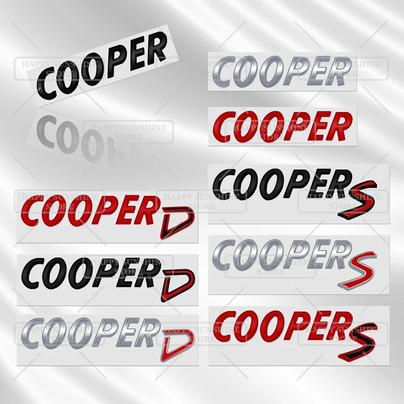 3D Metal Cooper S D Rear Tailgate Boot Badge Car Sticker Trunk Body For MINI T36 JCW Black Letters Emblem Decoration Accessory