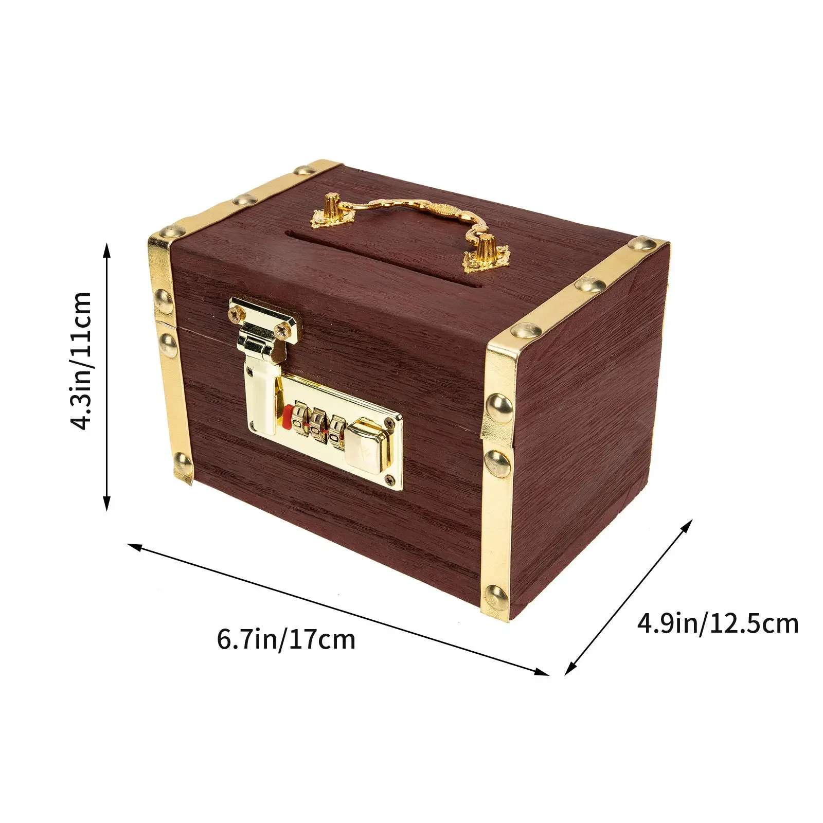 Retro Money Box Treasure Chest Decor Saving Container Vintage Coin Bank Holder Piggy Wrought Iron Child Man Home Decoration