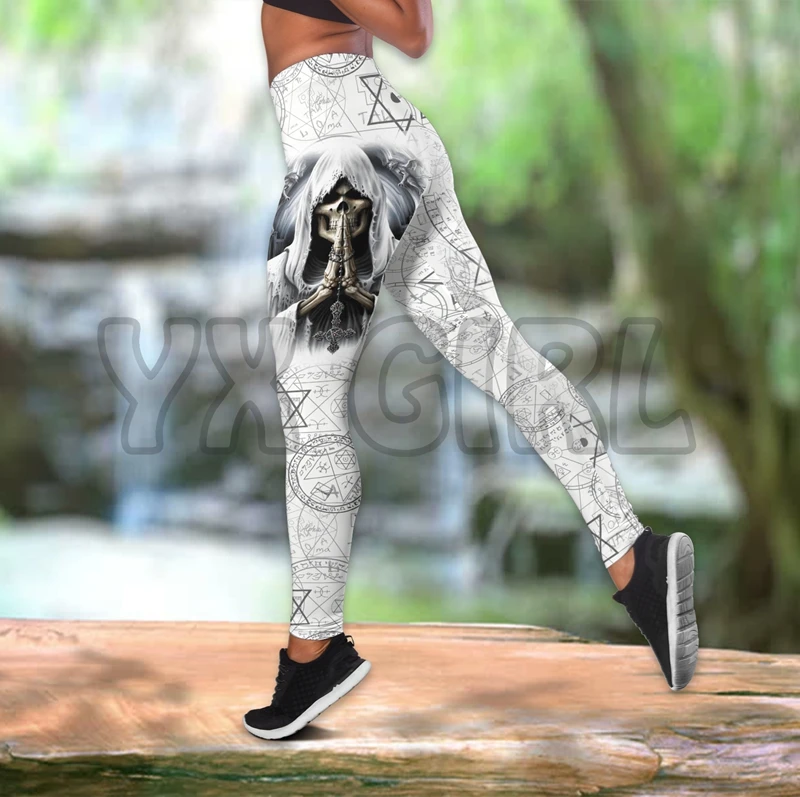 Ice And Fire Dragon  3D Printed Tank Top+Legging Combo Outfit Yoga Fitness Legging Women