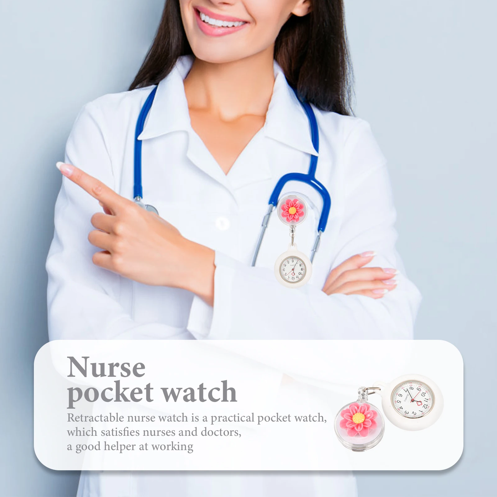

Nurse Quartz Pocket Watches Retractable Clip on Fob Lapel Watch Durable Stretchable Portable Nurses Hanging Watch