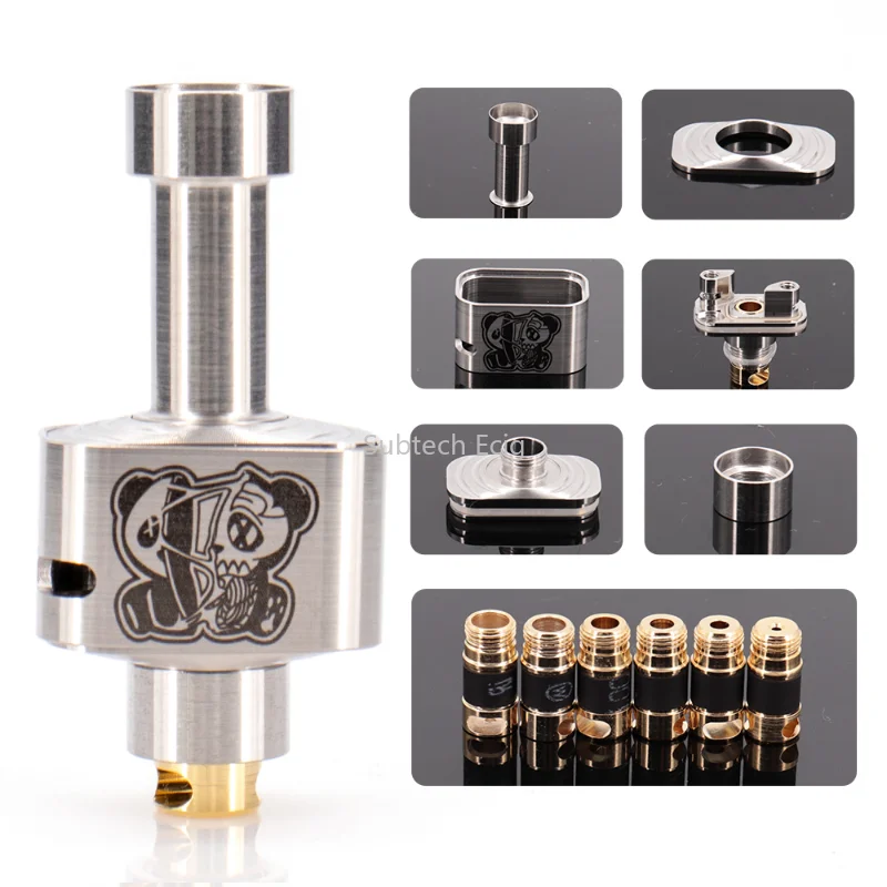 Wick'D REMIX’D RBA Panda V4 Bridge Vapeshell Atomizone's For Billet Box BB Mod Pulse AIO Kit Boro Tank 316SS With 7pcs Air Pins