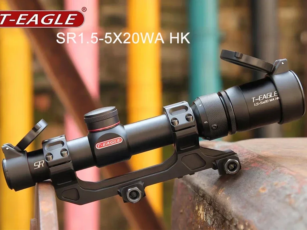 Berburu senapan taktis, teropong senapan taktis senapan optik tahan guncangan dengan penutup kaca Reticle T-EAGLE SR1.5-5X20 WA HK