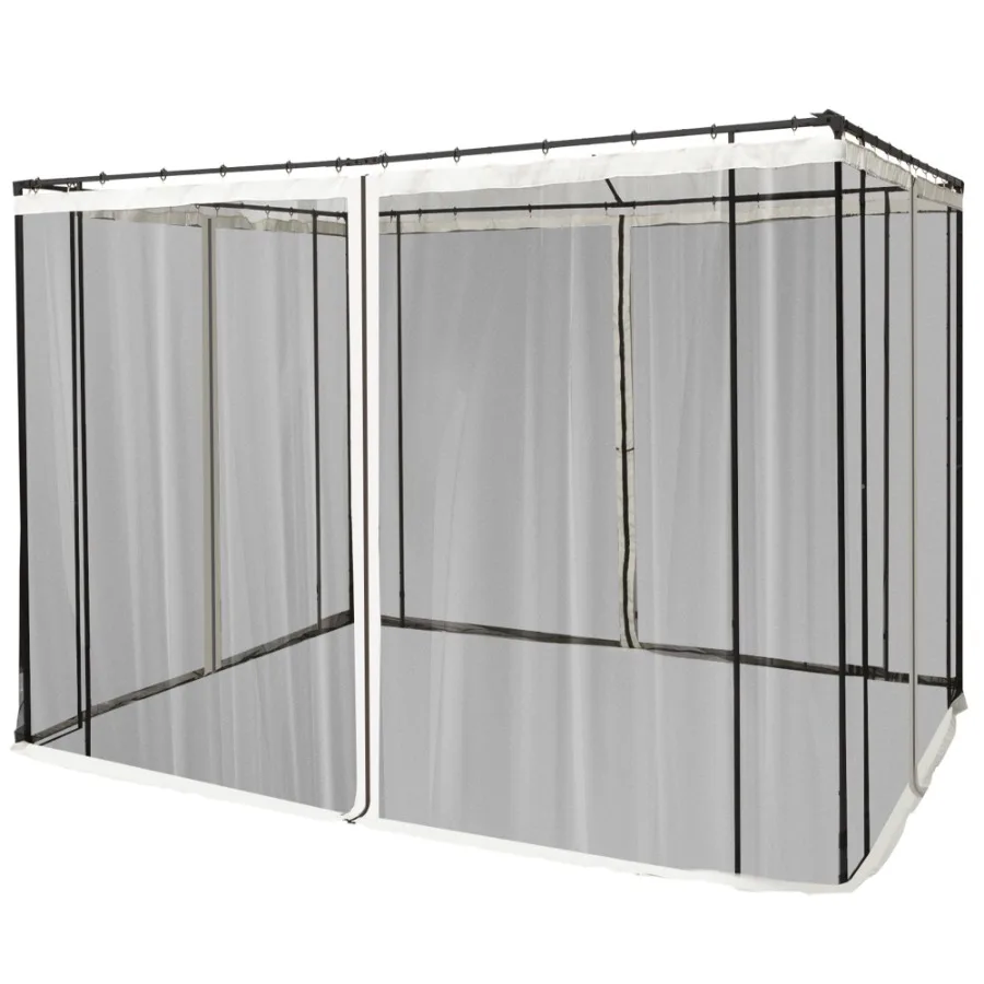 

10x10 Gazebo with Netting Canopy Tents with Zippers black rings highquality polyester Washable Sidewall Only Black