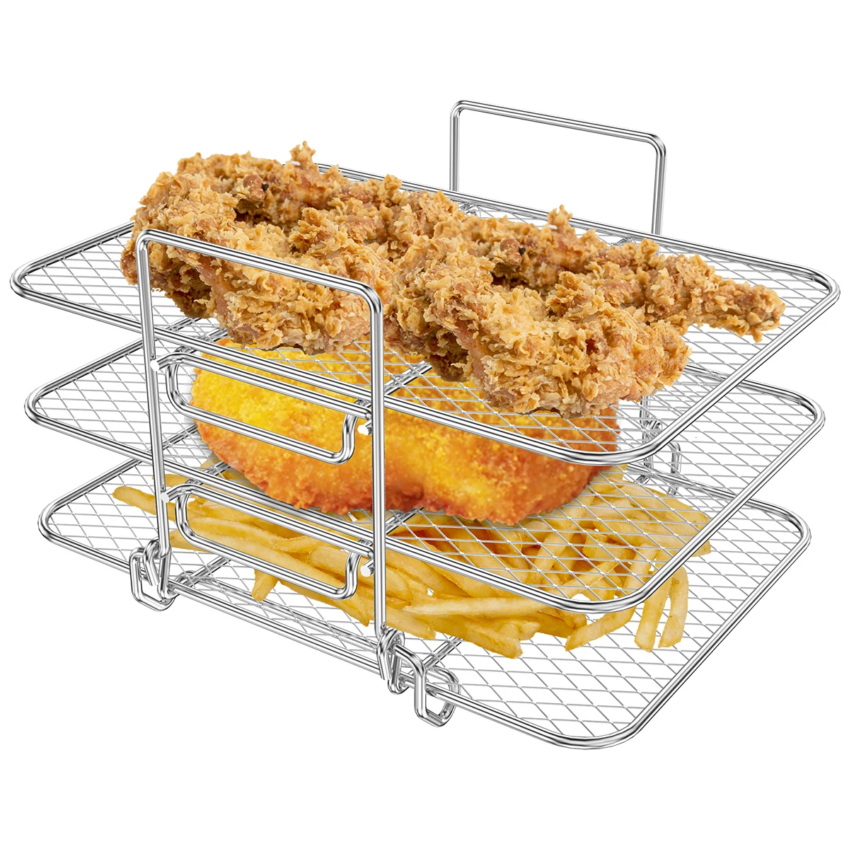 

Air Fryer Rack for Ninja Air Fryer Multi-Layer Double Basket Air Fryer Accessories 304 Stainless Steel Grilling Rack Cooking