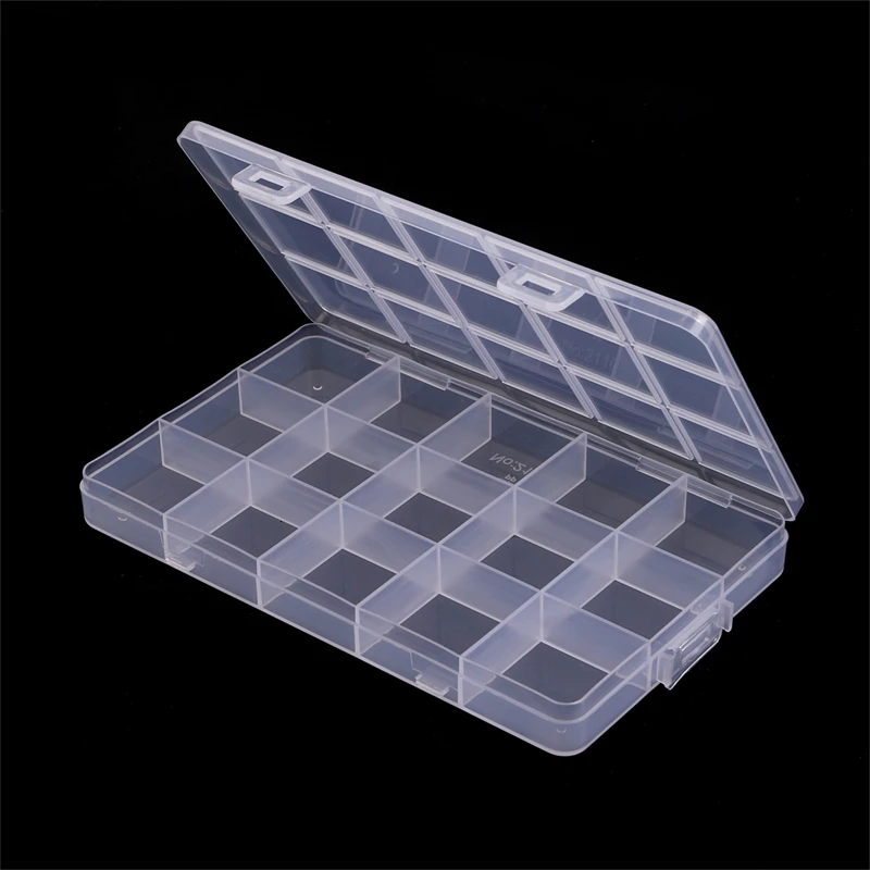 Plastic Jewelry Box Compartment Slot Organizer Storage Beads Container Adjustable Jewelry Storage Box Rectangle Case Display