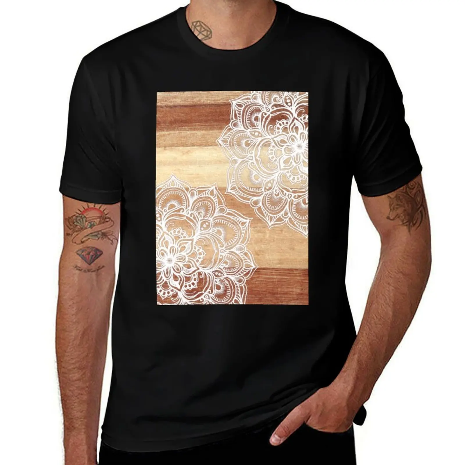 

White Doodles on Blonde Wood T-Shirt valentines boutique clothes street wear Funny t-shirts t shirt men 100℅ cotton