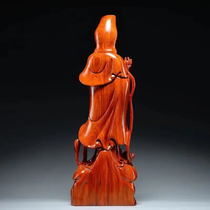 FX-18 Nanhai Guanyin Bodhisattva Buddha Statue Ornament Rosewood Carving Ruyi Guanyin Bodhisattva Statue