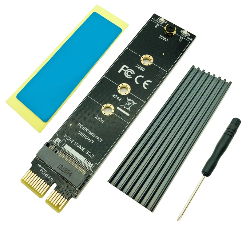 PCI-E PCI Express 3,0X1 zu M.2 M SCHLÜSSEL Interface NVMe SSD PCIE M.2 Riser Karte Adapter Kühlkörper SSD 2230 2242 2260 2280 volle Geschwindigkeit