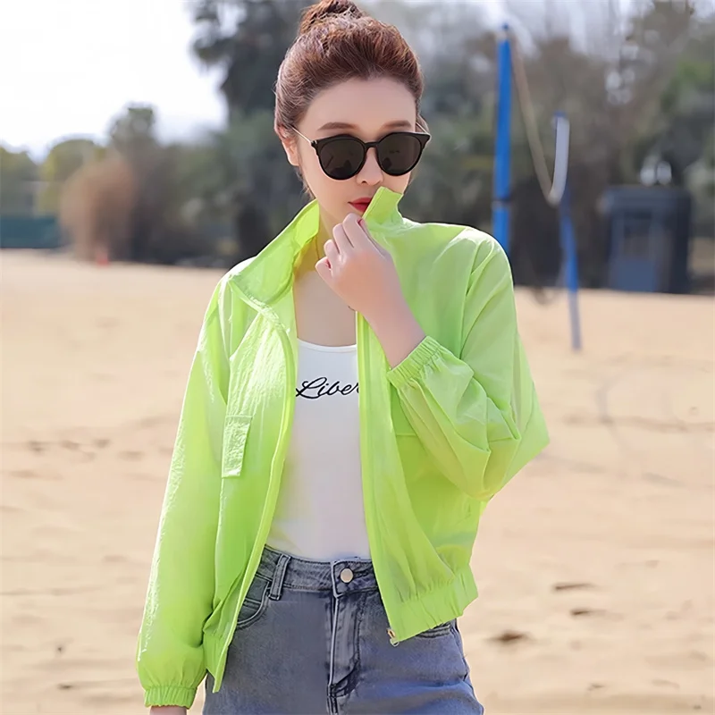 2025 Loose Sunscreen Clothing Women's Summer Short Jacket Zip-up UV-protection Thin Coat Batwing Sleeve Outdoor Sports Jackets