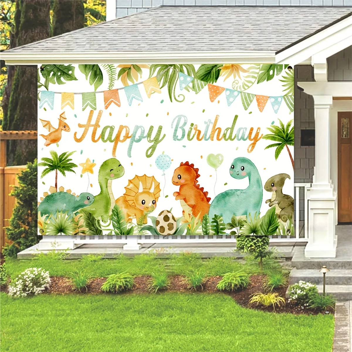 Dinosaur-themed Birthday Background Cloth Vibrant Decoration for Unforgettable Memories, Customizable Background