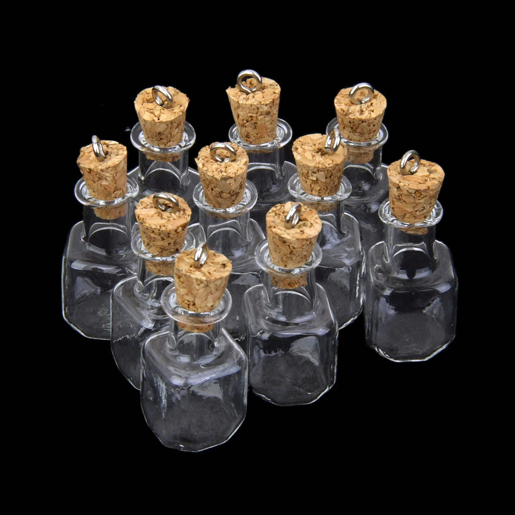 Mini Clear Glass Bottles with Corks for DIY Pendant Craft Wishing Bottle Necklace Jewelry Making Small Charm Vials