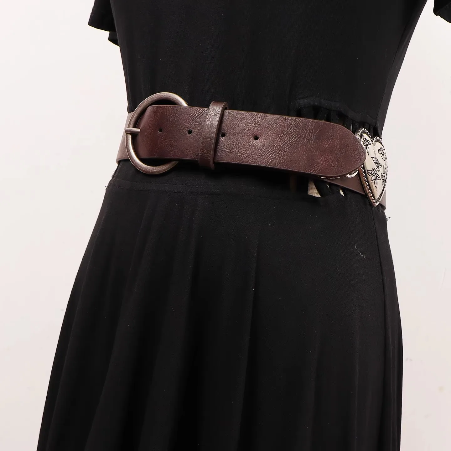 المرأة خمر بولي Leather الجلود القلب فستان Cummerbunds الكورسيهات حزام الخصر أحزمة الديكور واسعة حزام R3287