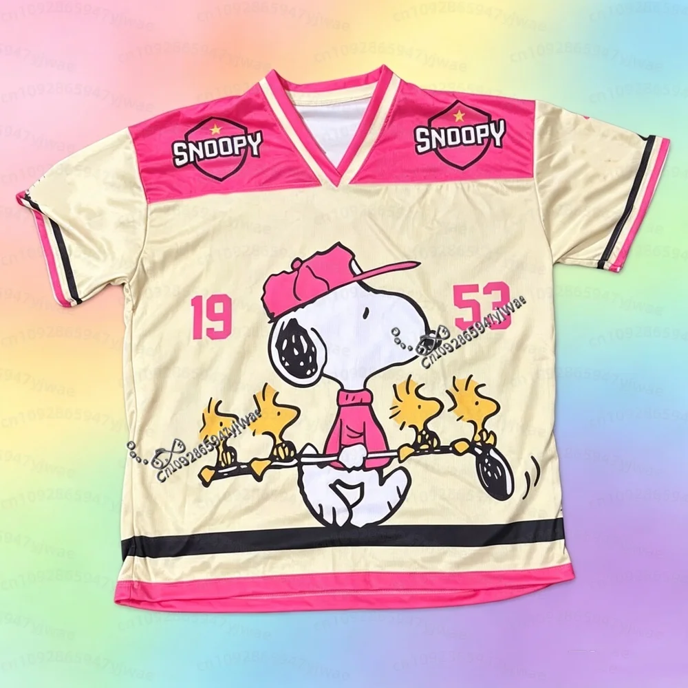 2026 Trendy Men Short Sleeve Jersey Animation Snoopy Theme Summer Oversized T-Shirt Adult T-Shirt  Men  women beach T-Shirt