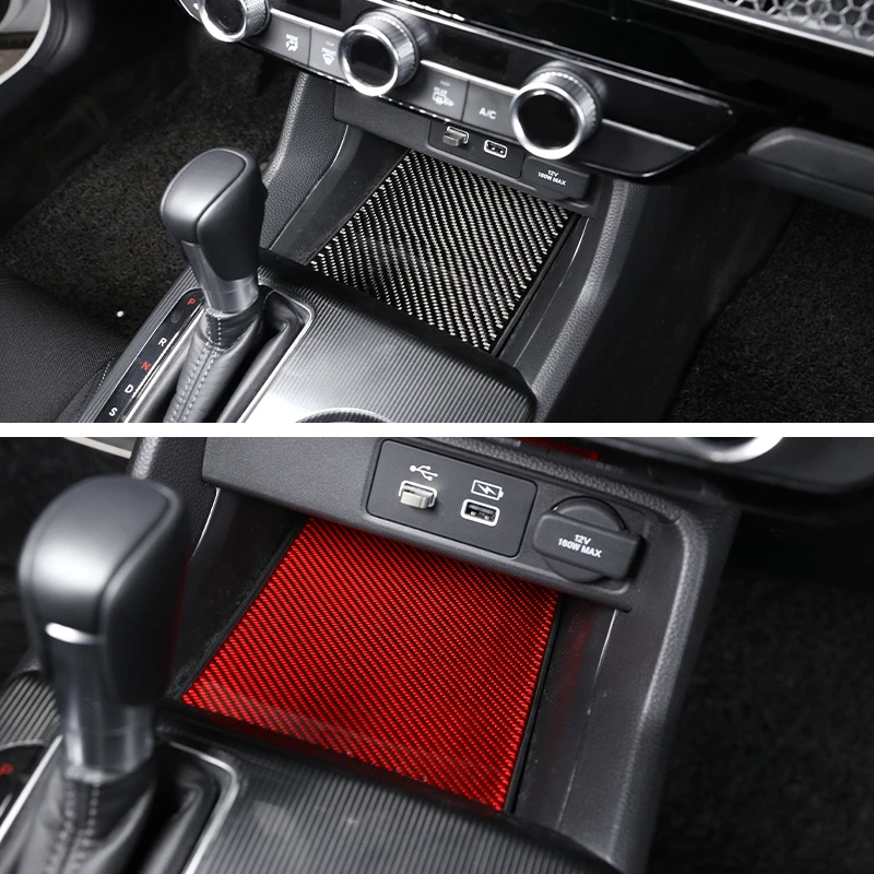 Central storage compartment pads For Honda Civic 22+ made of genuine carbon fiber (soft), 1-piece set