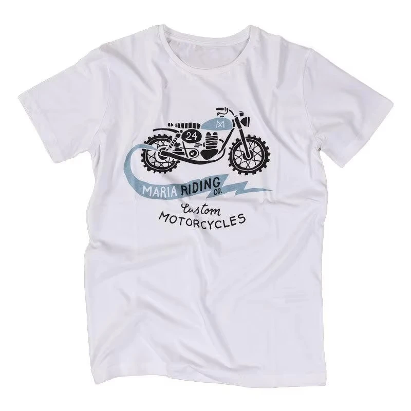 Maria Riding Company-Camiseta de algodón de marca de lujo para hombre y mujer, camiseta de manga corta para motocicleta