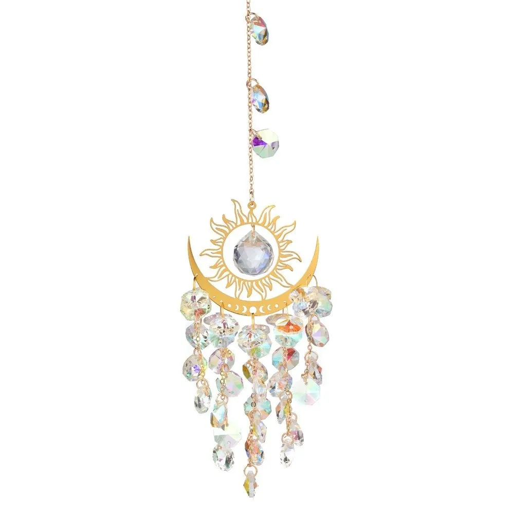 Energy Gemstone Diamond Prisms Sun Catcher Light and Shadow Moon Eye Wind Chime Hanging AB Colourful Crystal Catcher Garden