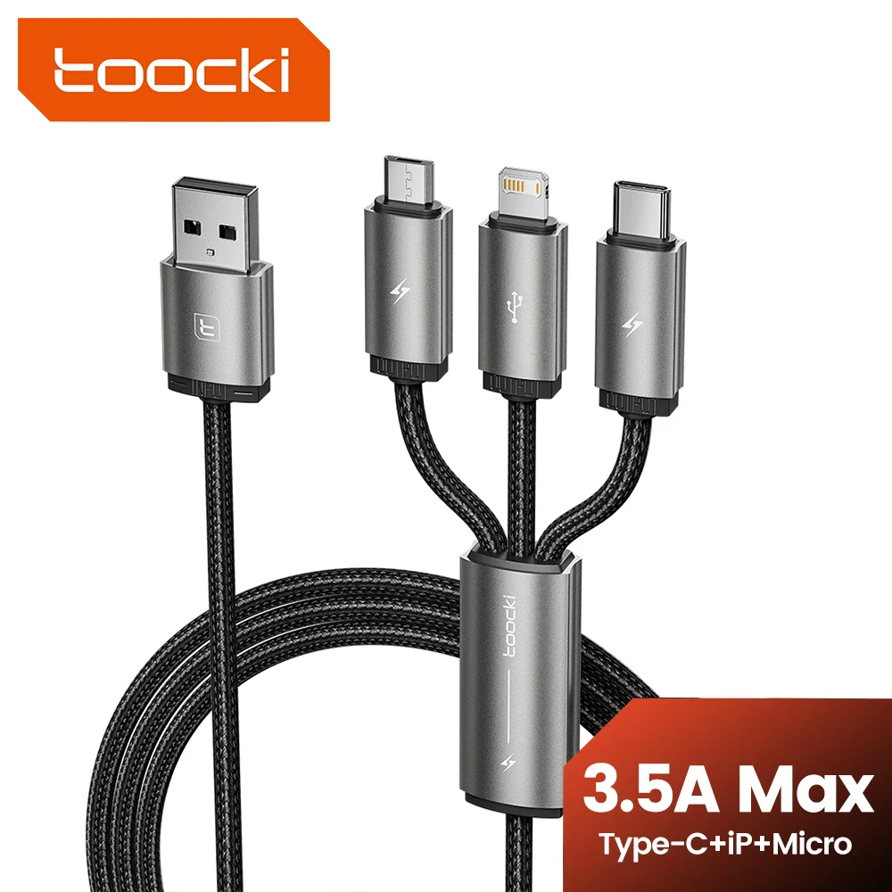 Toocki 3 в 1 микрокабель USB-типа C для iPhone 15 Pro Max 3,5A, провод USB C для быстрой зарядки, шнур для передачи данных Samsung OPPO с подсветкой
