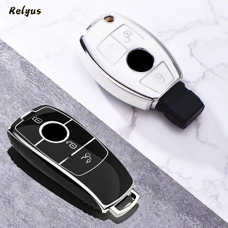 TPU Car Smart Key Case Cover Protector for Mercedes Benz A B C E S Class W204 W205 W212 W213 W176 W177 GLC CLA AMG Accessories