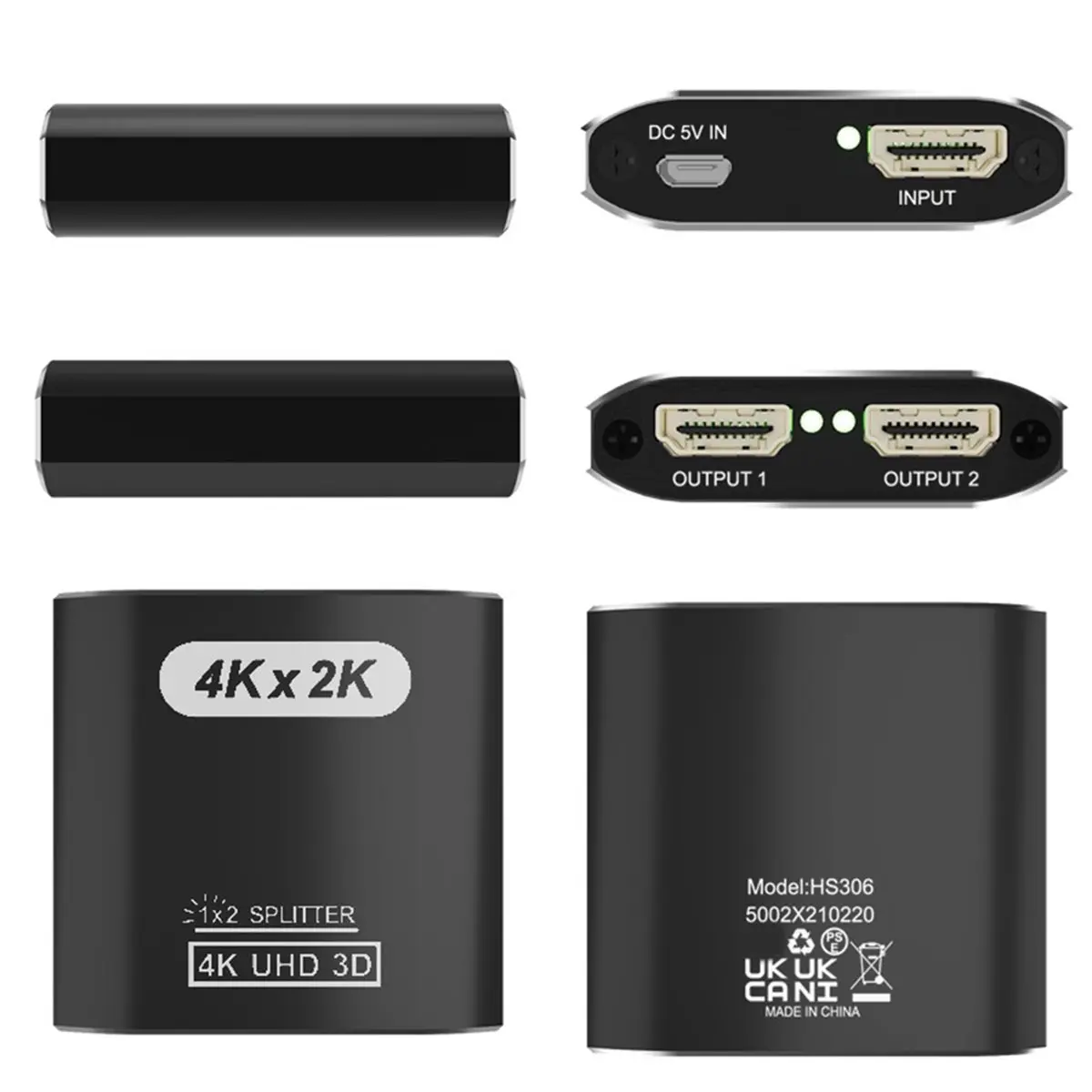 NEW FACTORY~-Compatible Splitter 1 in 2 Out Computer Monitor Splitter High-Definition Video Screen Sharing Device 4k30hz