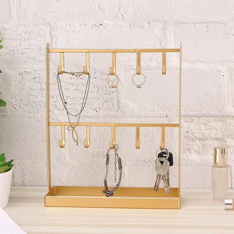 

2X Tabletop Iron Jewelry Jewelry Earring Hanger Necklace Ring Earring Earring Shelf Display Shelf Porch Key Rack Black