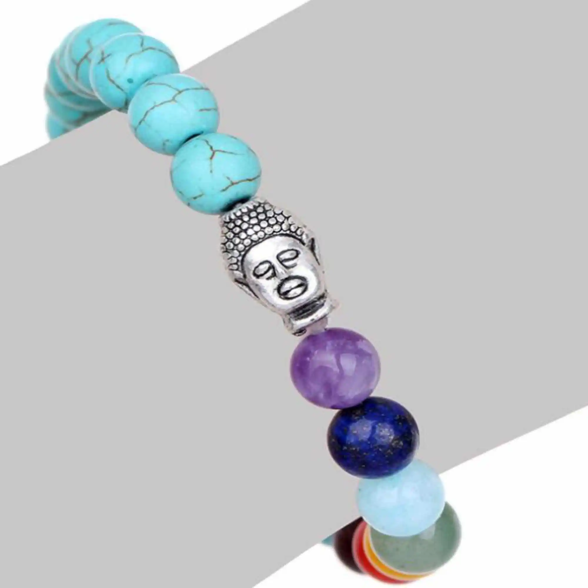 

7 Chakra Beaded Yoga Reiki Healing Balance Charm Buddha Head Bracelets Adjustable Jewelry Lovers Karma Wrap Stackable Prayer