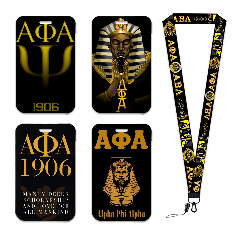 

1906 Alpha Phi ALpha Fraternity Plastic Card Holders Keychain Work Card Bus Access Card Holder PVC Keychains Gifts Accessories