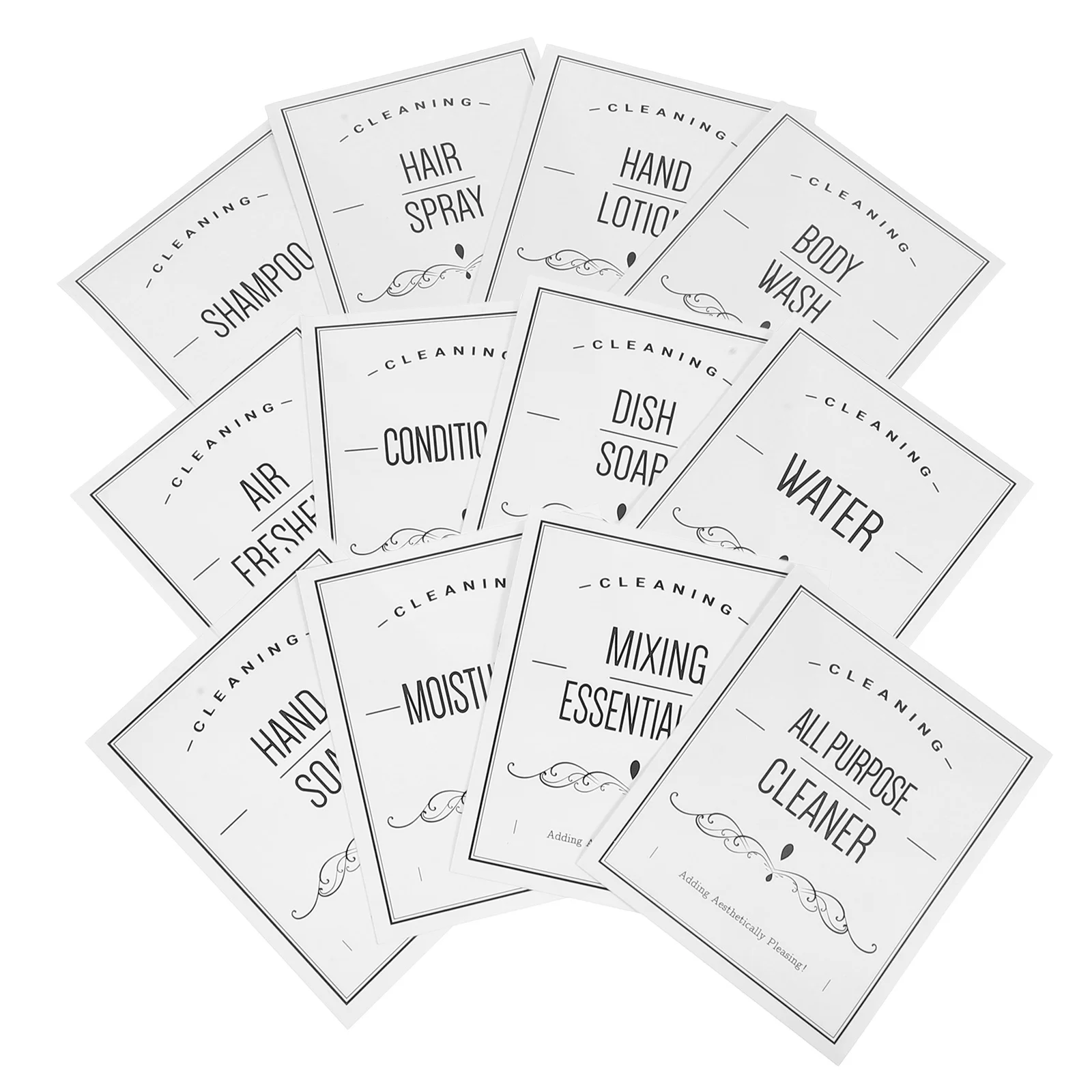 24Pcs Bathroom Shampoo Bottle Labels Waterproof Self-Adhesive PVC Stickers for Dispenser Organization Label Sticker