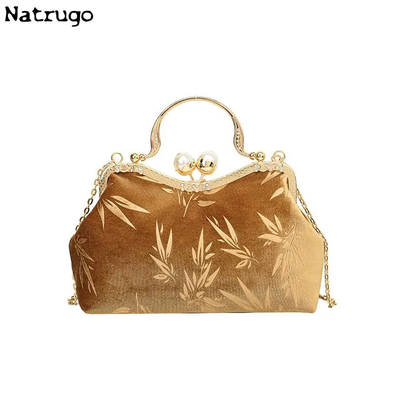 Premium Velvet Women Evening Bag Brand Party Banquet Bag For Ladies Exquisite Wedding Clutch Handbag Shoulder Bag Chain Bolsas