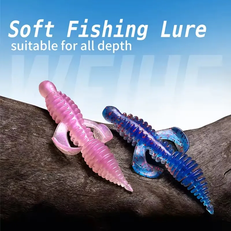 WEIHE 5pcs 7cm/3g 5colors TPE soft fishing lure soft fishign bait with wings squeins inside pin-tail lures for rigs