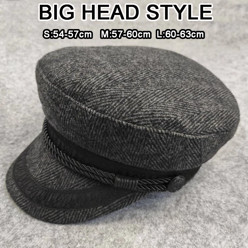 Military Autumn Winter Sailor Hats Black Flat Top Cap For Men British Style Navy Gray Fashion Wool Blend Captain Army Caps