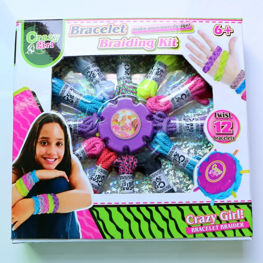 [Divertente] Crea il tuo design Kit per intrecciare il braccialetto Torsione fai-da-te 12 braccialetti Giocattoli Macchina per tessitura con corda arcobaleno Impara il regalo della ragazza giocattolo