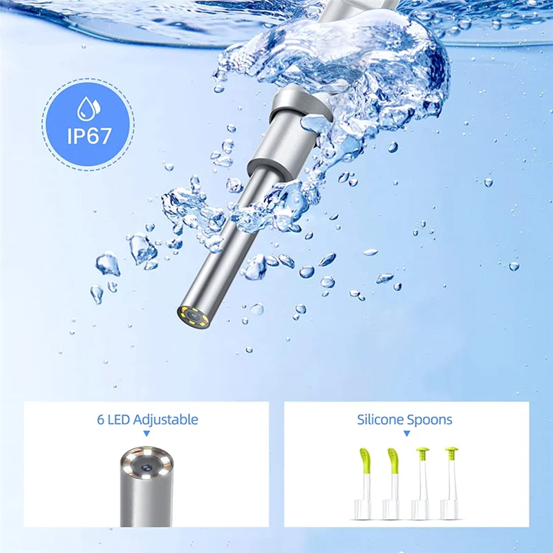 

B15C Otoscope Ear Endoscope 3.9Mm 4.5 IPS 1080P HD Ear Scope Wax Removal Cleaner Tools With 2500Mah Rechargeable Battery